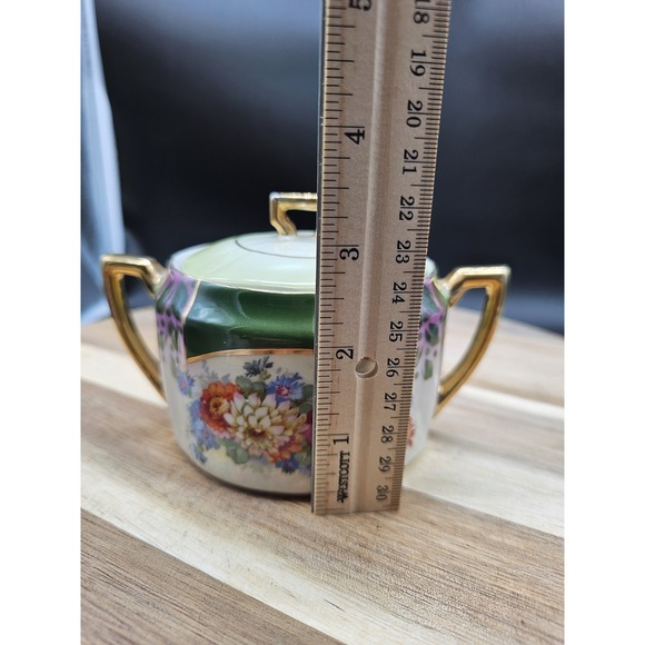 Vintage Sugar Bowl W/Lid  Gold Leaf Trim - FC Co-Germany Numbered - Picture 9 of 10